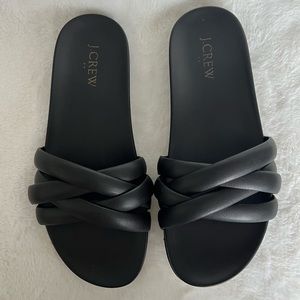 J. Crew Black Criss-Cross Rubber Slides